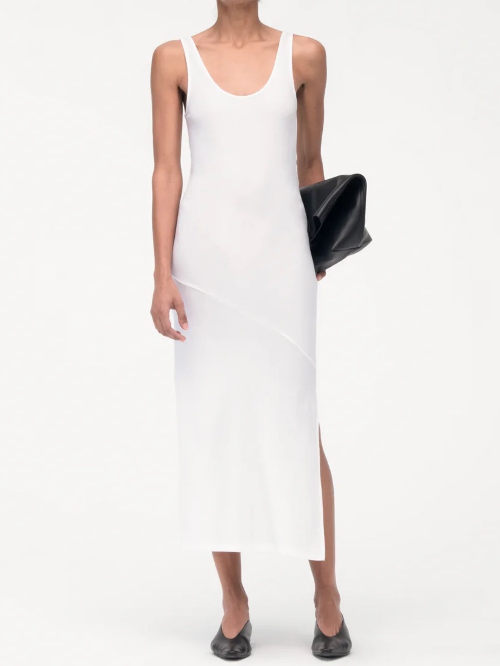Sleeveless White Midi Tank Dress